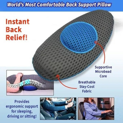 Almofada ergonômica de apoio lombar e para as costas alivia a dor cinzenta