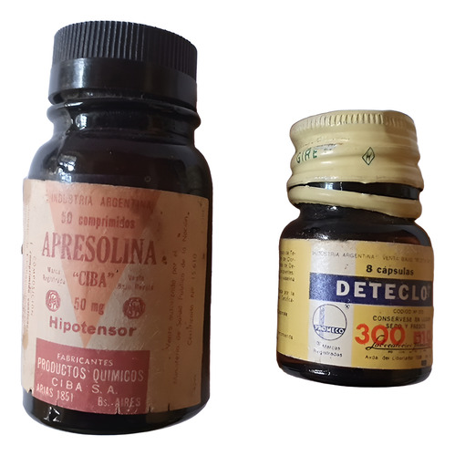 Antiguos Frascos Vacios De Medicamentos. Marrón (Usado)