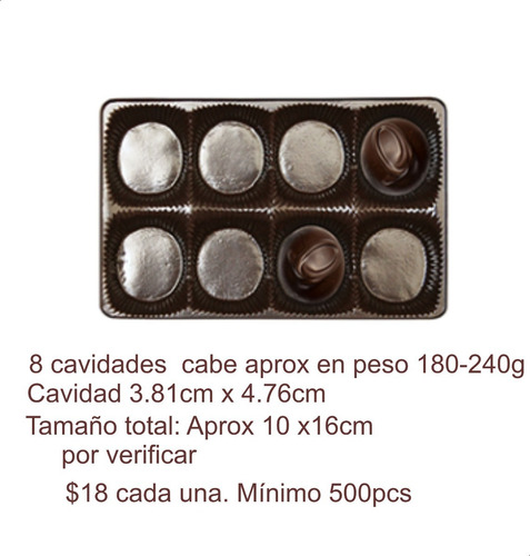 Charola Inserto Chocolates Trufas 12 Cavidades Cafe, 25pza