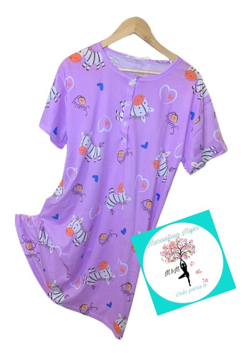 Camisola Manga Corta / Pijama Mujer / Post Parto / Cebra