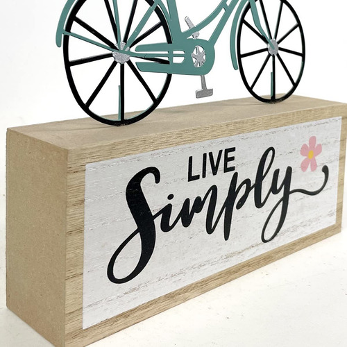 Adorno De Madera Estilo Bicicleta Con Frase Simplemente Vive