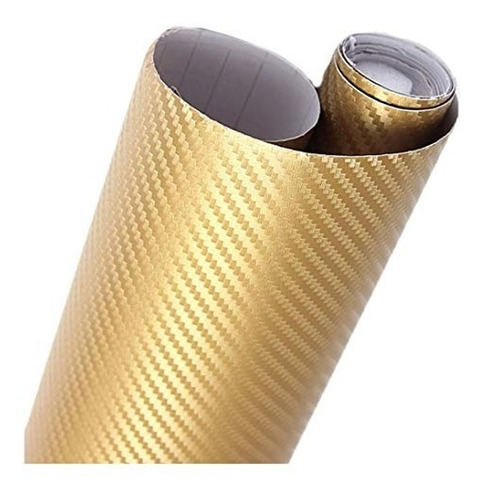 Vinilo Fibra De Carbono Oro Dorado 150x50 Cms Conformable Mt