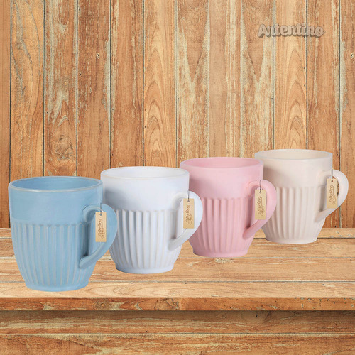 4 Taza Cerámica Jarro Mug Café Té Sopa Cereales Deco Vintage