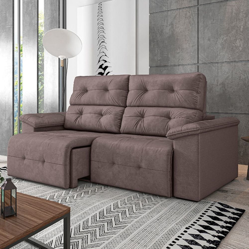 Sofá Retrátil Reclinável 3 Lugares Marrocos Machiatto Suede