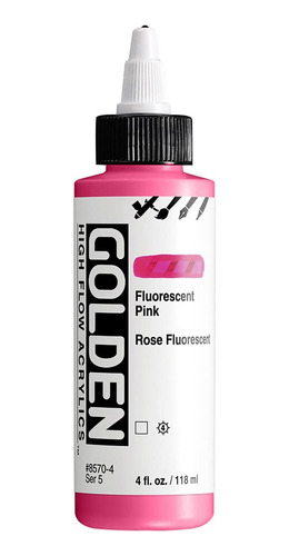 Golden - Acrilico De Alto Flujo, Rosa Fluorescente, Botella 