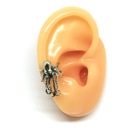 Arete Ear Cuff Pulpo Simulador De Plata Ley .925