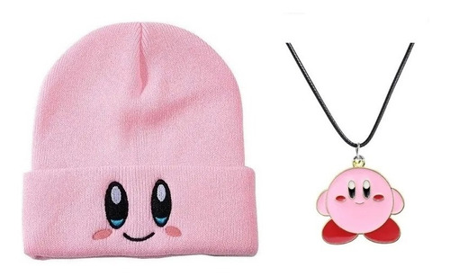 Gorro Kirby Bordado Kawaii + Collar Kirby
