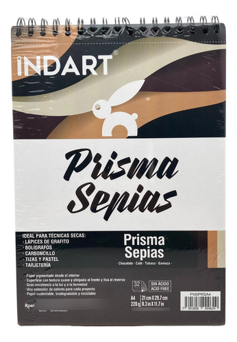 Block Indart Prisma Sepias 21x29.7 Cm 32 Hojas A4 220 G