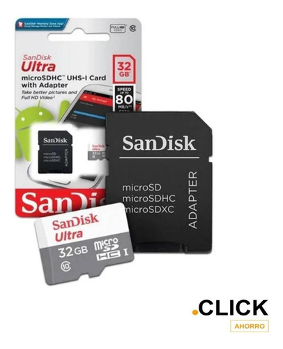 Tarjeta De Memoria Microsd 32gb Sandisk Ultra Clase 10/ C. A