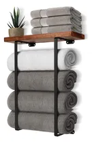 Comprar Toallero Para Baño Pared Con Repisas Madera Accesorios Baño