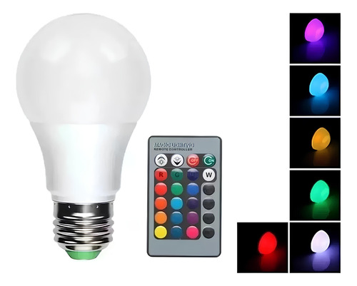 Ampolleta Led E27 Rgb 5w Control Remoto Colores