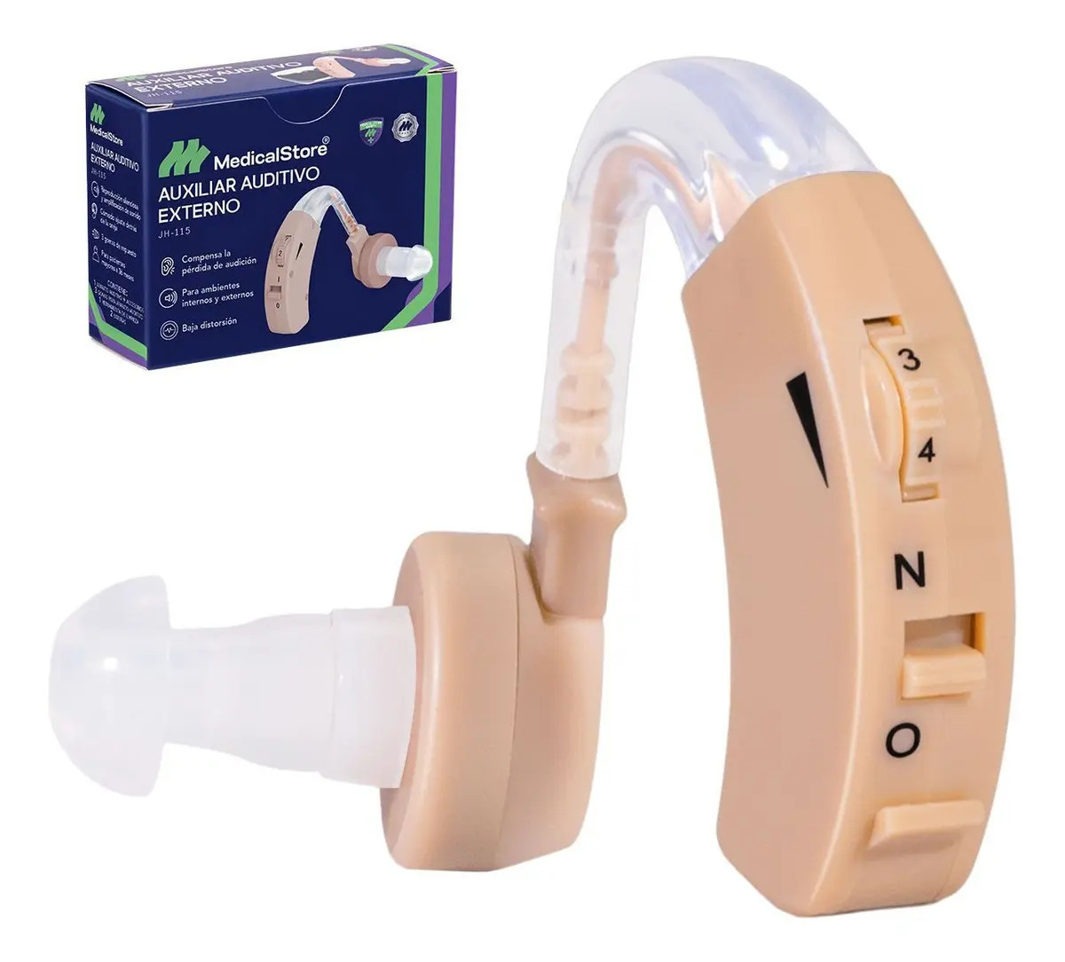 Audífono Amplificador Para Sordera Medical Store Auxiliar Sonido Color Beige