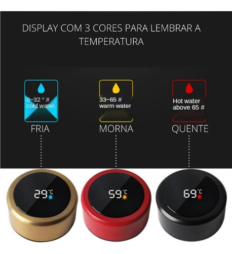 Garrafa Térmica Inox 500ml Com Display De Temperatura Led