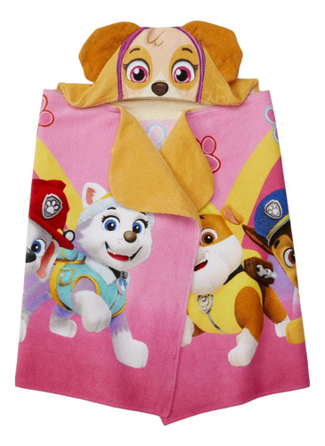 Toalla De Baño Paw Patrol Skye Con Gorro Para Niñas *sk Color Rosa Lisa