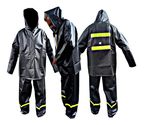 Traje Impermeable Motorizado Pvc Refletivos Lluvia Grande