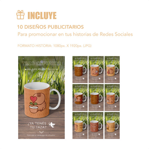 Plantillas Sublimación San Valentin Tazas Capibara Diseño