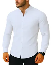 Comprar Camisa Slim Fit Blusa Social Masculina Manga Longa Camiseta