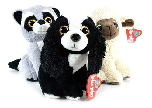 Imagen 1 de 3 de Peluche Oso. Mapache Y Oveja 24 Cm. Phi Phi Toys
