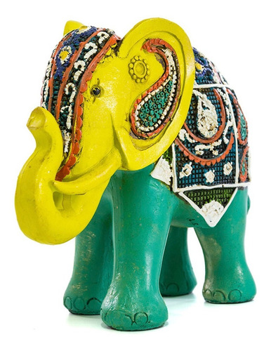 Elefante De La India Cabeza Amarilla Color Verde Y Amarillo