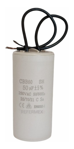Capacitor Condensador Redondo 50mdf 50uf 250v Cable 