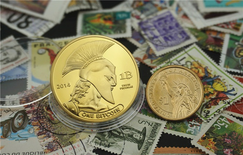 5 Monedas Coleccionables Bitcoin Titan Chapeado En Oro