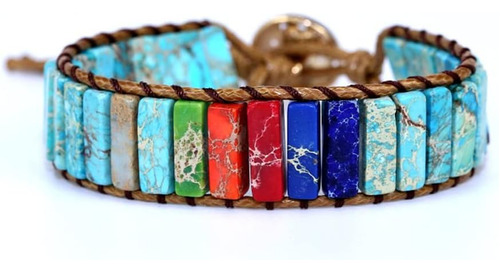 Na Pulsera Envolvente Hecha A Mano Con Chakra Turquesa Y Est