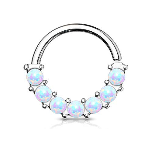 Aros - 7 Opal Front Facing 316l Surgical Steel Bendable Hoop