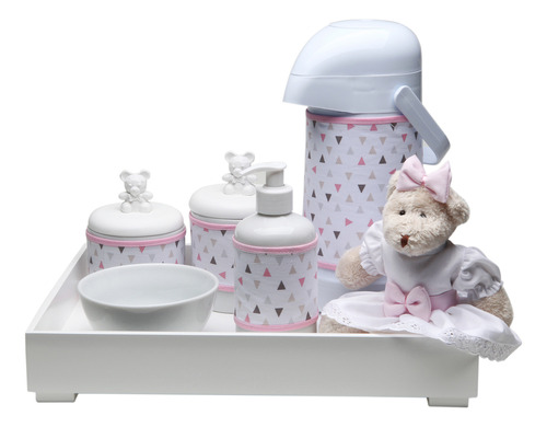 Kit Higiene Toys Claro Ursa Rosa Quarto Bebê Infantil Menina