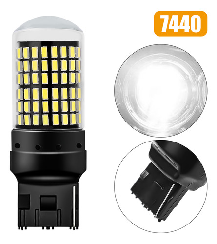 X2 Ampolleta Led T20 7440 144led Luz Blanca 360° Auto 1cont