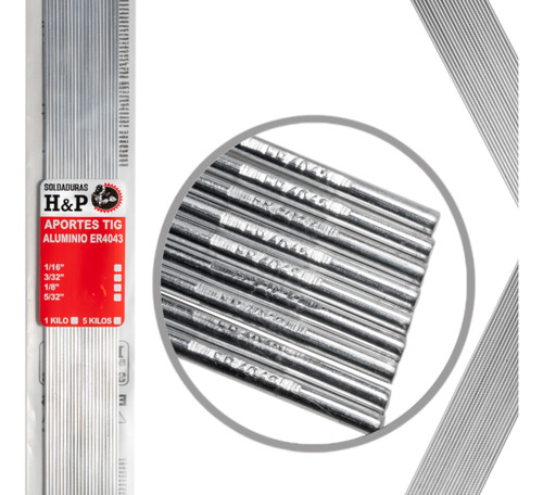  Aporte Tig Aluminio Er4043  3/32, 1/8  ( 1kilo)