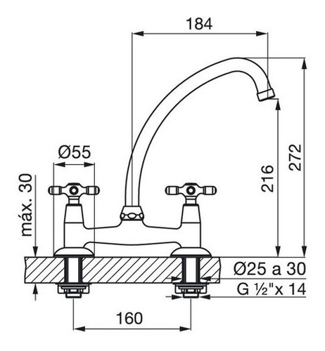 Fv Newport Plus Grifería Para Cocina Cruz Cromo 413/b2p
