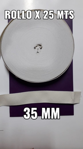 Elástico Algodón De 35mm Blanco Por 25 Mts