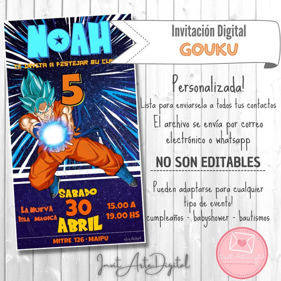 Invitación Digital Personalizada Dragon Ball Z-super - Goku | MercadoLibre