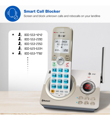 Teléfono Inalámbrico At&t Dl72119 Dect 6.0 Con Conexión Blue