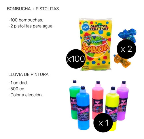 Imagen 3 de 10 de Bombuchas + Pistolitas + Líquido Fluo Para Guerra De Colores