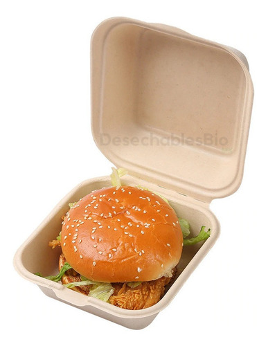 Imagen 4 de 6 de 50 Contenedores Almeja 6x6x3 Biodegradable Bagazo De Trigo