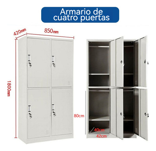 Taquilla Metálica De 4 Puertas Con Dimensiones De 180cm