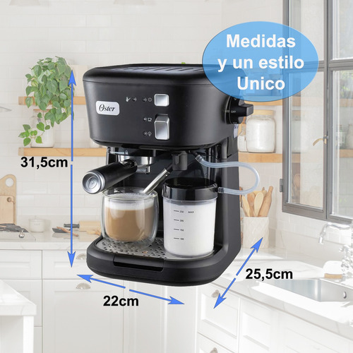 Combo Desayuno Cafetera Expresso Oster Con Molinillo Atma Negro