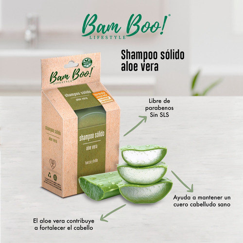 Imagen 5 de 8 de 20 Pack Shampoo Sólido Artesanal Aloe Vera 80 Gr Bam Boo!