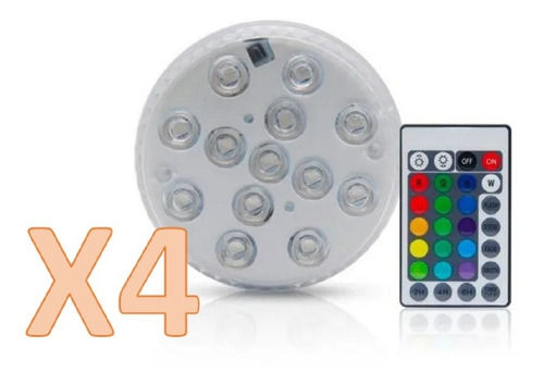 Pack X4 Luz Led Pileta Flotante Rgb Jacuzzi Con Control