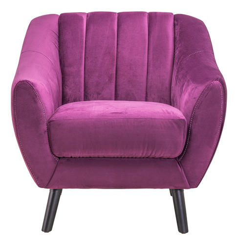 Sillón Individual Ocasional Vintage Moderno Minimalista Color Uva Diseño De La Tela Terciopelo
