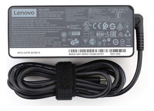 Cargador Lenovo Tipo C 65w 20v 3.25a Thinkpad X1 Carbon Yoga