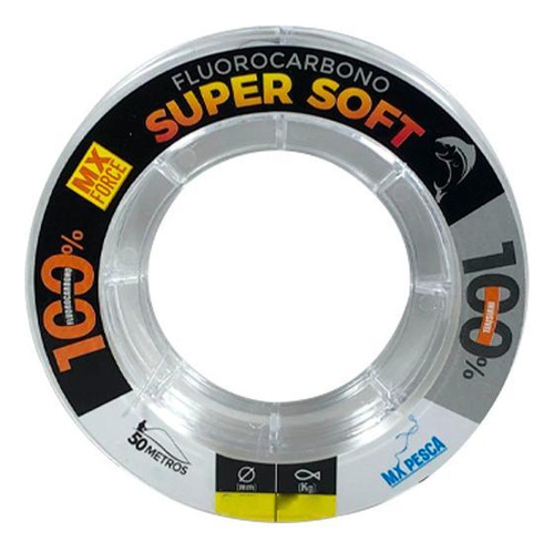 Linha Pesca Mx Force 100% Fluorocarbono 50m 0.37mm 10.80kg