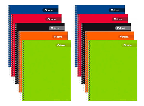 10 Cuadernos Universitario Torre 100 Hojas 7mm Matemática Color Variados