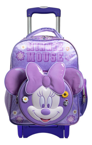Mochila Minnie Mouse Ruz Original Kinder Con Ruedas Violeta Liso