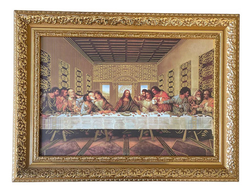 Cuadro Ultima Cena Davinci 38x50cm Marco Dorado