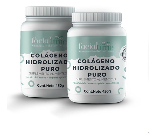 Facial Time 2 Colageno Hid Puro + Ácido Hialurónico 450gr Sabor Natural