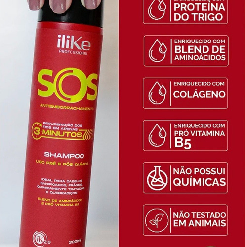 Sos Antiemborrachamento Shampoo Cond Leave-in Máscara Spray