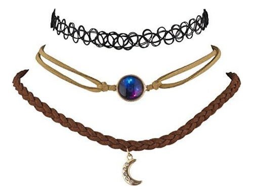 Collar Juego De Gargantilla De Luna Y Nebulosa Celestial  3