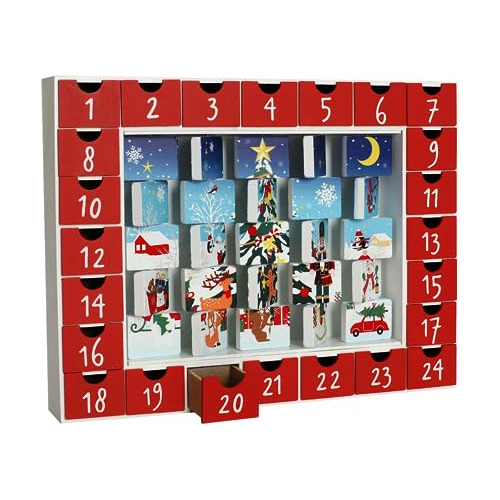 Calendario De Adviento De Madera Navidad 24 Cajones, Ca...